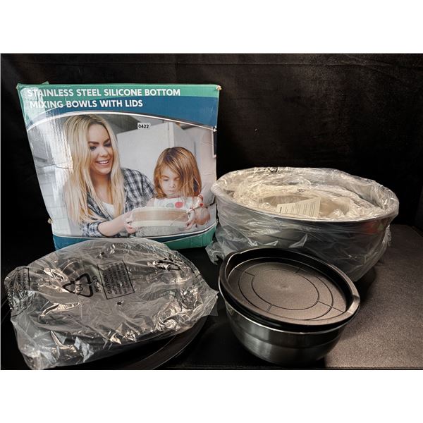 1 12-Piece Set of Stainless Steel Mixing Bowls with Soft Grip Bottoms - New