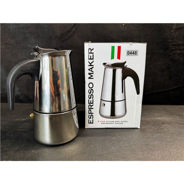 1 2cup Stainless Steel Espresso Maker - New