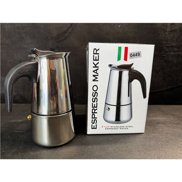 1 2cup Stainless Steel Espresso Maker - New