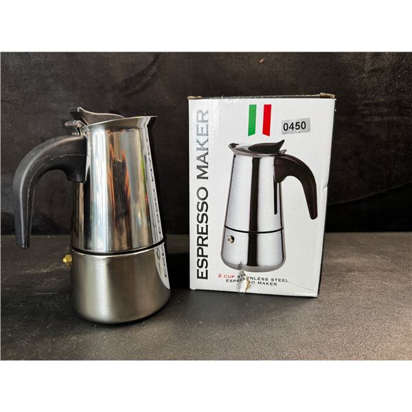 1 2cup Stainless Steel Espresso Maker - New