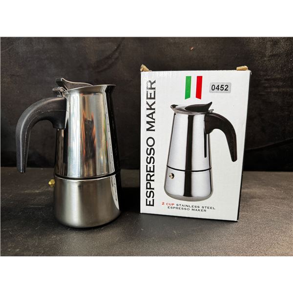 1 2cup Stainless Steel Espresso Maker - New