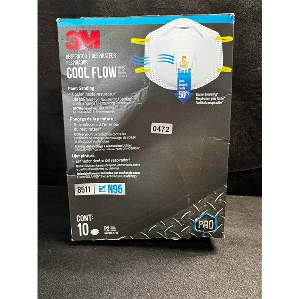 1 Box of 10PCS 3M N95 Cool Flow Respirator Masks - New