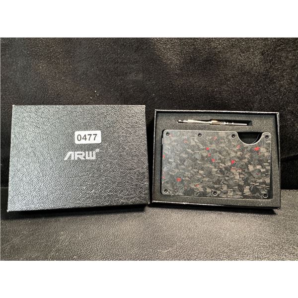 1 Minimalist Style Forged Carbon and Red Flake Credit Card Wallet - New