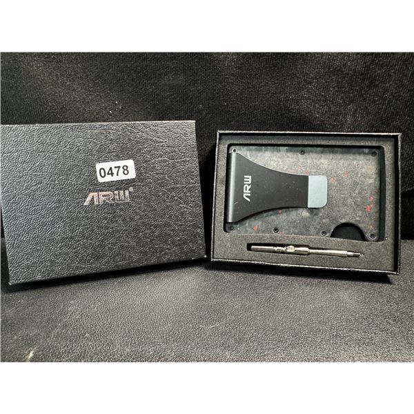 1 Minimalist Style Forged Carbon and Red Flake Credit Card Wallet - New