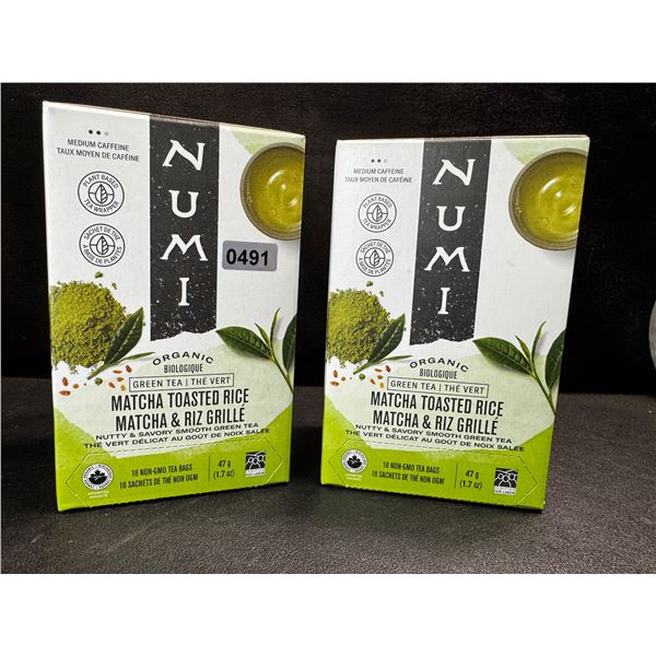2 Boxes of 18 Numi Matcha Toasted Rice Non GMO Tea Bags - New