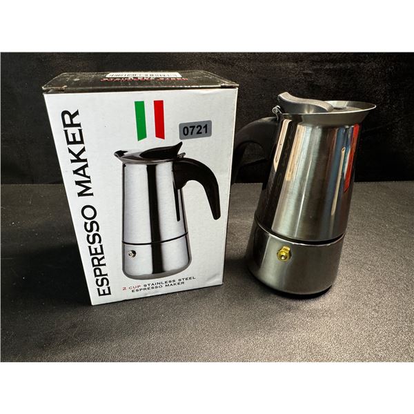 1 2Cup Stainless Steel Espresso Maker - New