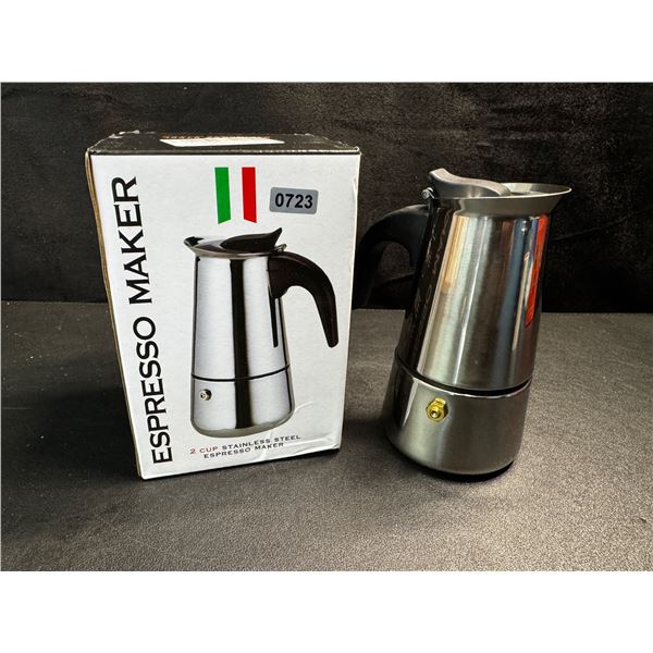 1 2Cup Stainless Steel Espresso Maker - New