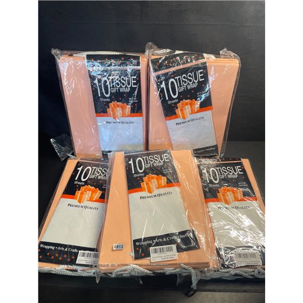 5 Packs of Pink Gift Bags with Tissue Paper; 10PCS Each (8x4x11" Size) - New