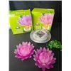 Image 4 : 2 Sets of Lotus Solar Floating Lights for Outdoors/Water - LED Color Changing - 2PCs Each; New