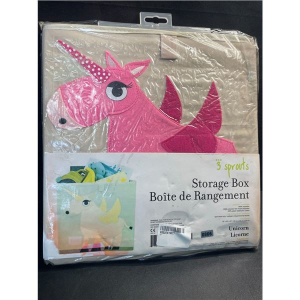 1 3Sprouts Collapsible Toy Storage Box - Unicorn Design - 13" x 13" x 13" - New