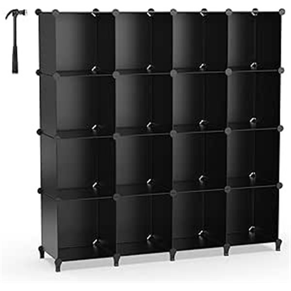 1 XXL 16-Storage Cube Organizer Shelf - Black - New in Box (Assembly Req'd)