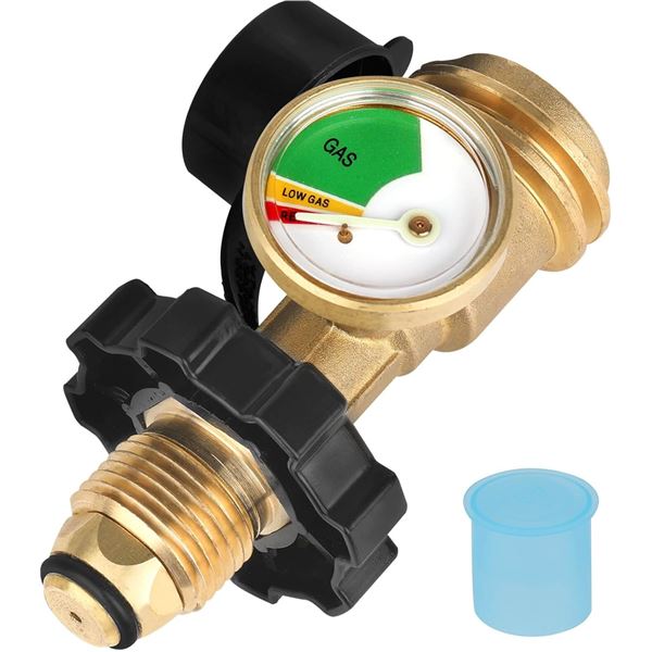2 Aekops 100lb Propane Tank Adapters/Propane Gauges - Solid Brass - New