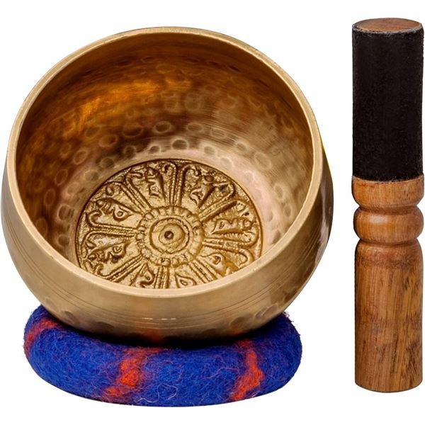 1 Ohm 5" Tibetan Singing Bowl Set; Meditation Sound Bowl - For Healing/Mindfulness/Stress Relief