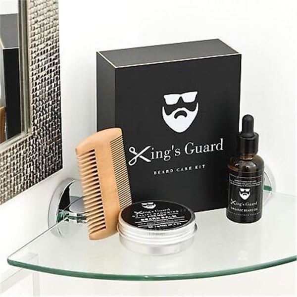 1 King's Guard Beard Grooming Kit - Natural/Organic Unscented Beard Kit - New Sealed