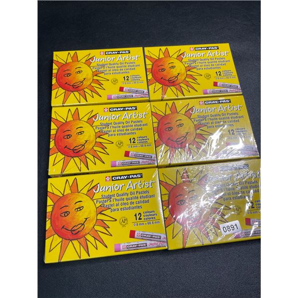 6 Packs of Cray-Pas Junior Artists Student Quality Oil Pastels - 12 Colours Each - New