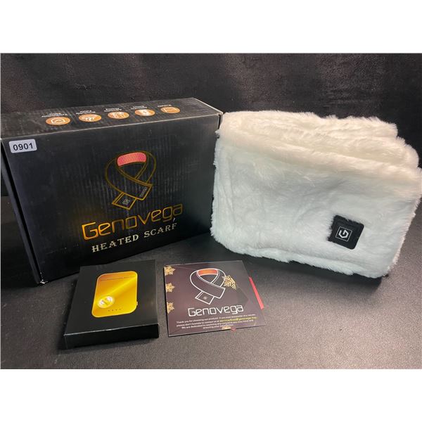 1 Genovega Plush White Heated Scarf with Rechargeable Battery Pack - Brand New