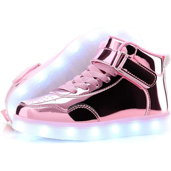 1 Pair of Aptesol Kids LED Light-Up Shoes; High-Top Design - USB Rechargeable; Size 37(4.5 Big Kid)
