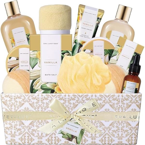 1 Spa Luxetique 12PC Spa Gift Basket Set for Women; Vanilla Bath Gift Set - New in Box