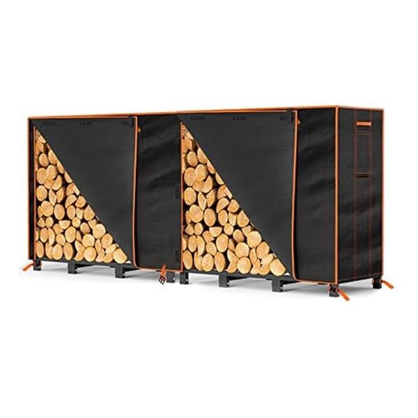 1 Greener 8FT Firewood Rack Cover for Outdoors - Heavy-Duty Oxford Waterproof Fabric - NEW