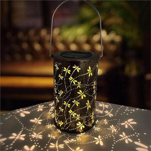 2 Solar Hanging/Table Lanterns for Outdoors - Waterproof LED Lamps - 8" Size - New in Box