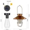 Image 2 : 3 Outdoor Solar Hanging Lanterns - Metal Vintage Design/Edison Bulb; Copper Color 8.4" - New in Box