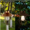 Image 6 : 3 Outdoor Solar Hanging Lanterns - Metal Vintage Design/Edison Bulb; Copper Color 8.4" - New in Box
