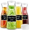 Image 1 : Box of 4 Glass Carafes with 8 Lids - 1L Size Beverage Pitchers w/ Chalkboard Tags - New in Box