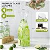 Image 2 : Box of 4 Glass Carafes with 8 Lids - 1L Size Beverage Pitchers w/ Chalkboard Tags - New in Box