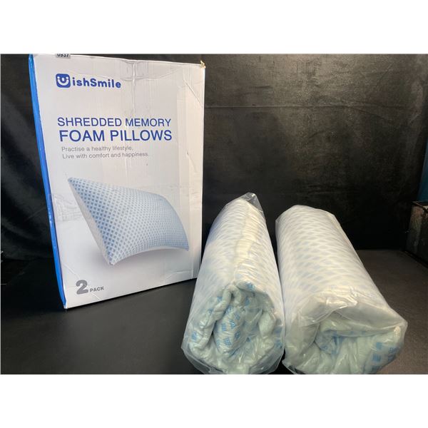 Box of 2 Cooling Shredded Memory Foam Bed Pillows - 20 x 26" Size - New in Box