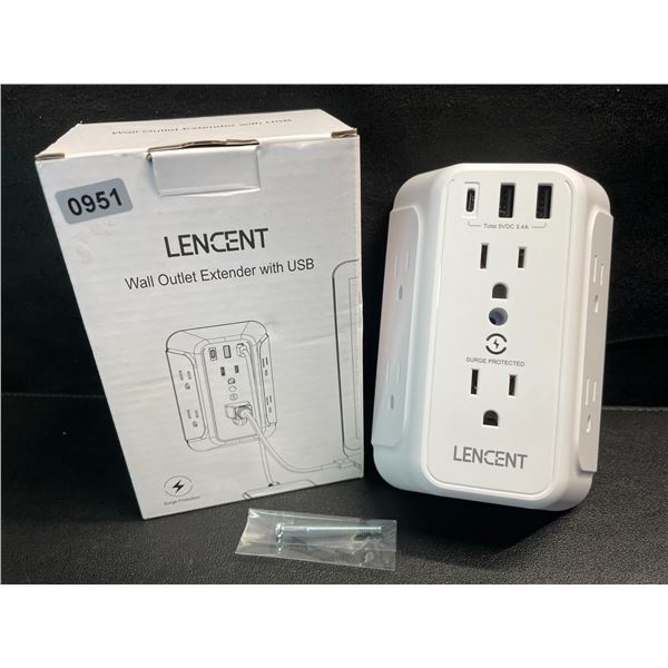 1 Lencent Wall Outlet Extender/Charger with USB Ports - New