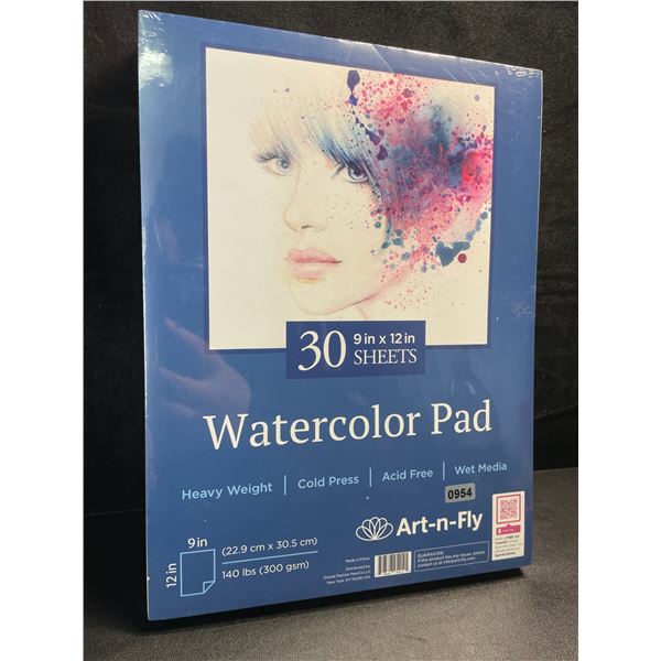2 Pack of Art-n-Fly Watercolor Pads - 30 Heavy Weight Sheets Each (9in x 12in Size) - New Sealed