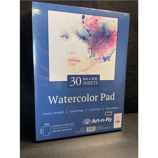 2 Pack of Art-n-Fly Watercolor Pads - 30 Heavy Weight Sheets Each (9in x 12in Size) - New Sealed