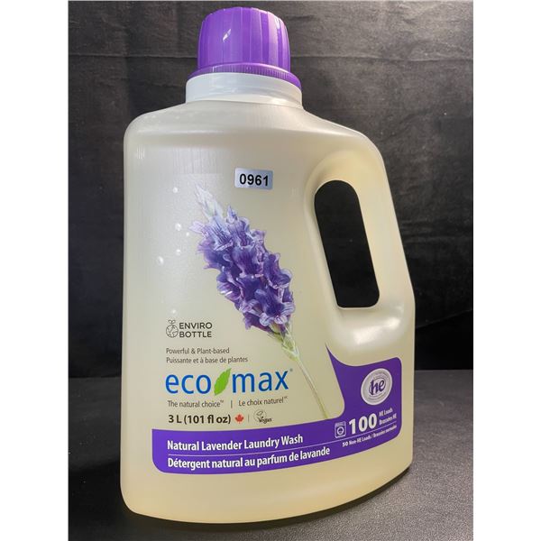 1 Jug of Eco Max Powerful & Plant-Based Natural Lavender Laundry Wash - 3L/100 Loads - New