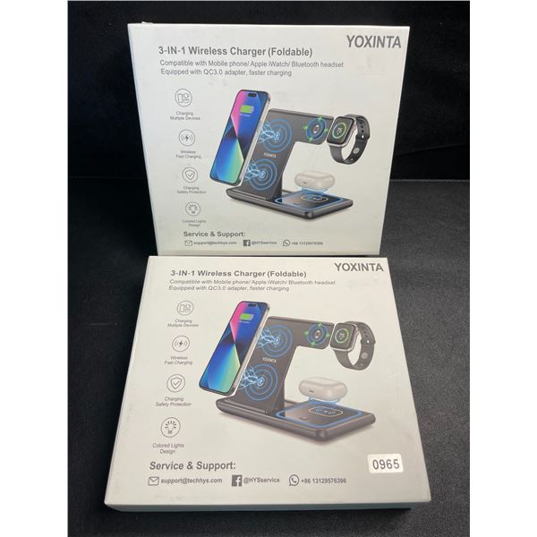 2 Yoxinta 3-In-1 Wireless Chargers - Charges Phone/Watch/Airpods - Brand New