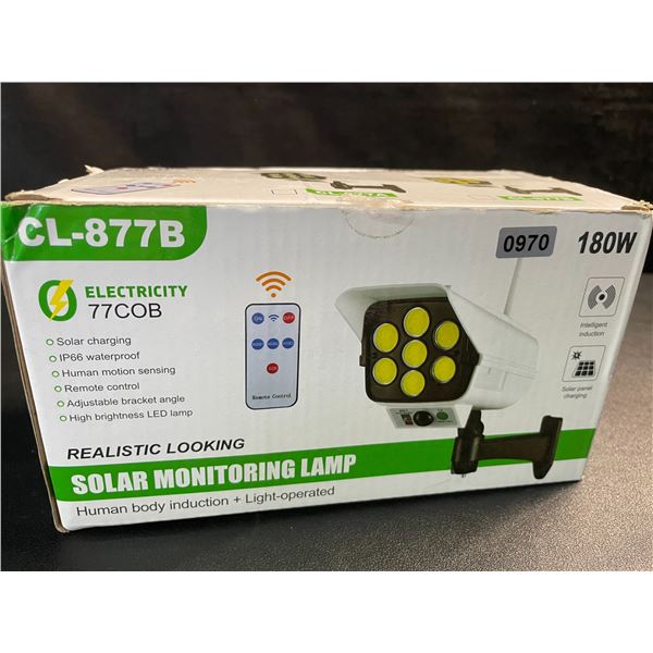 1 Solar Monitoring Lamp; Motion Sensor Solar Light/Dummy Security Camera Light - New