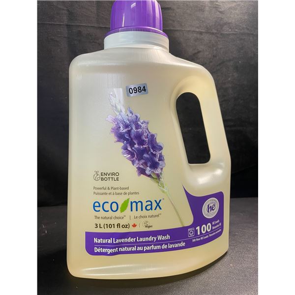 1 Jug of Eco Max Powerful & Plant-Based Natural Lavender Laundry Wash - 3L/100 Loads - New