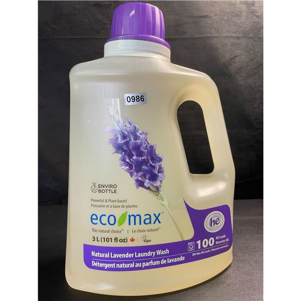 1 Jug of Eco Max Powerful & Plant-Based Natural Lavender Laundry Wash - 3L/100 Loads - New