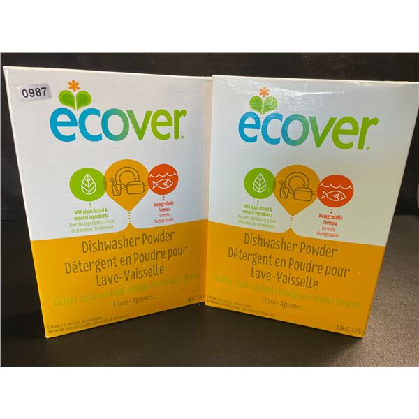 2 Boxes of Ecover Natural Plant-Based Dishwasher Powder - Citrus - 1.36kg - New Sealed
