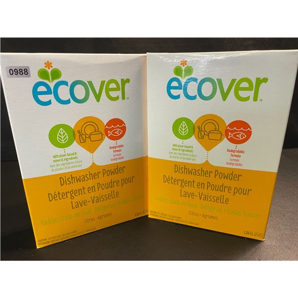 2 Boxes of Ecover Natural Plant-Based Dishwasher Powder - Citrus - 1.36kg - New Sealed