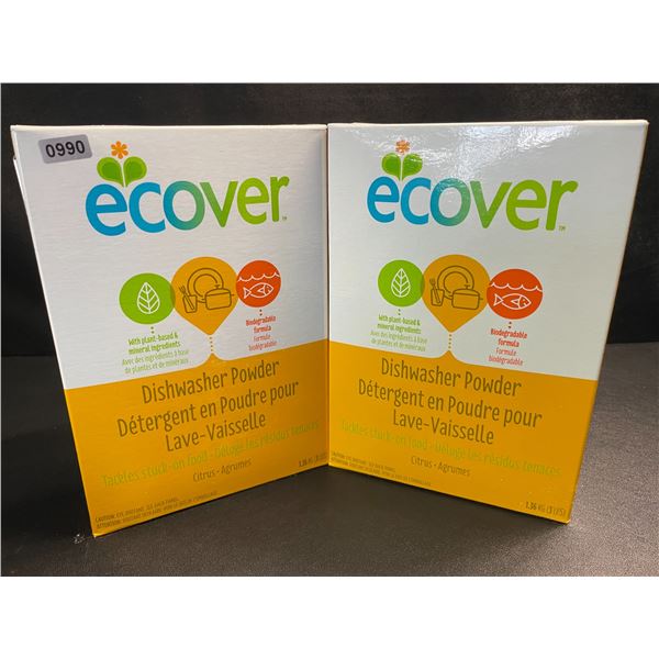 2 Boxes of Ecover Natural Plant-Based Dishwasher Powder - Citrus - 1.36kg - New Sealed