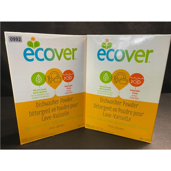 2 Boxes of Ecover Natural Plant-Based Dishwasher Powder - Citrus - 1.36kg - New Sealed
