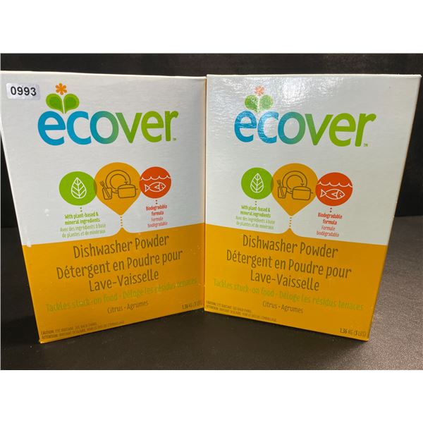 2 Boxes of Ecover Natural Plant-Based Dishwasher Powder - Citrus - 1.36kg - New Sealed