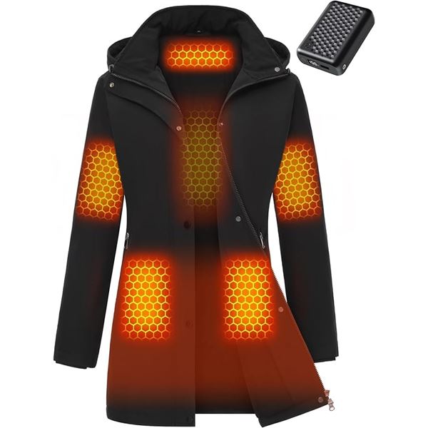 1 Genovega Graphene Heated Jacket for Women w/ Powerful Battery Pack; Size L - Wind/Waterproof - NEW