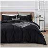 Image 1 : 1 Bedsure Solid Black Queen Size Duvet Cover - New