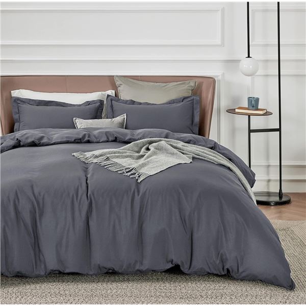 1 Bedsure Solid Grey King Size Duvet Cover - New
