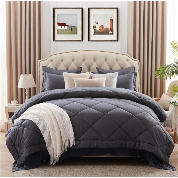 1 Nexhome Grey King Size Bed in a Box Set - New