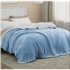Image 2 : 1 Bedsure Blue and White Cozy Sherpa Blanket King Size - New