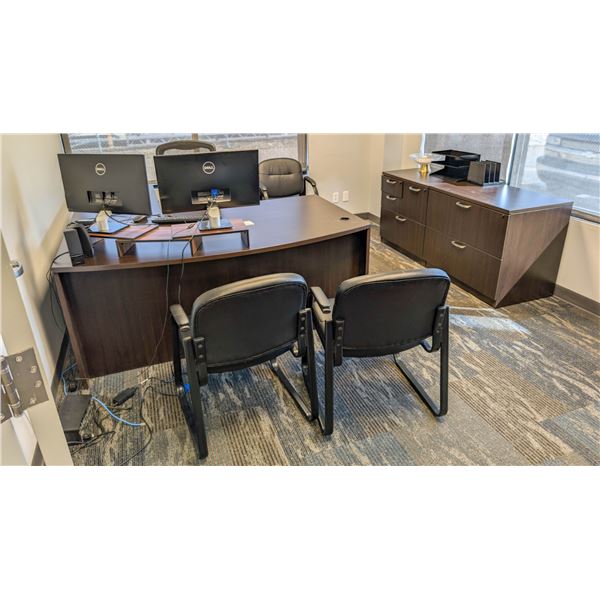 CONTENTS OF OFFICE INCULDING 2 DELL MONITORS, DESK