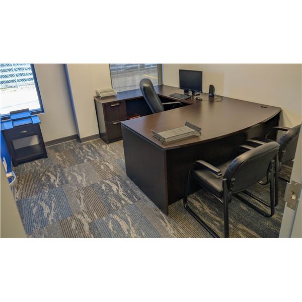 CONTENTS OF OFFICE INCLUDING U-SHAPED DESK, 1 LG
