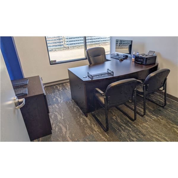 CONTENTS OF OFFICE INCLUDING 1 HP MONITOR, PRINTER